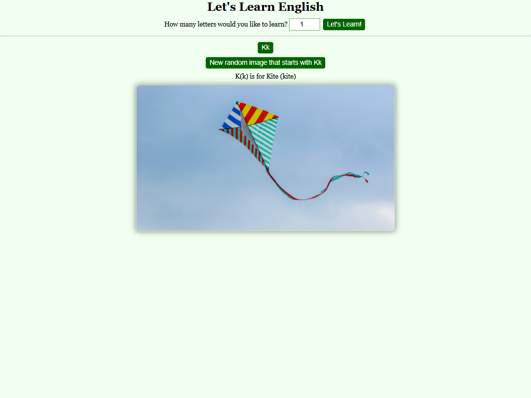 Screenshot of alphabet app