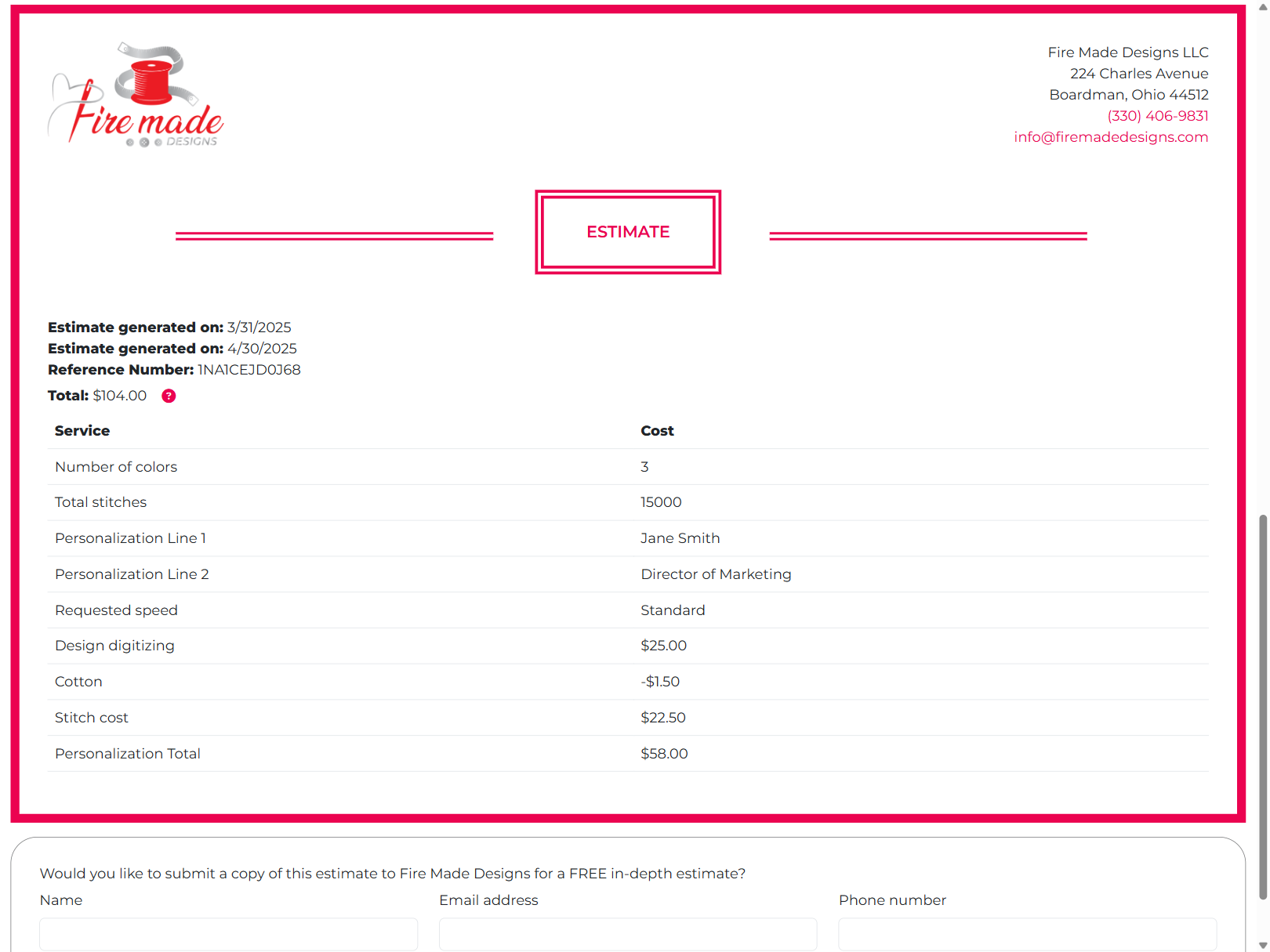 Screenshot of quote generator