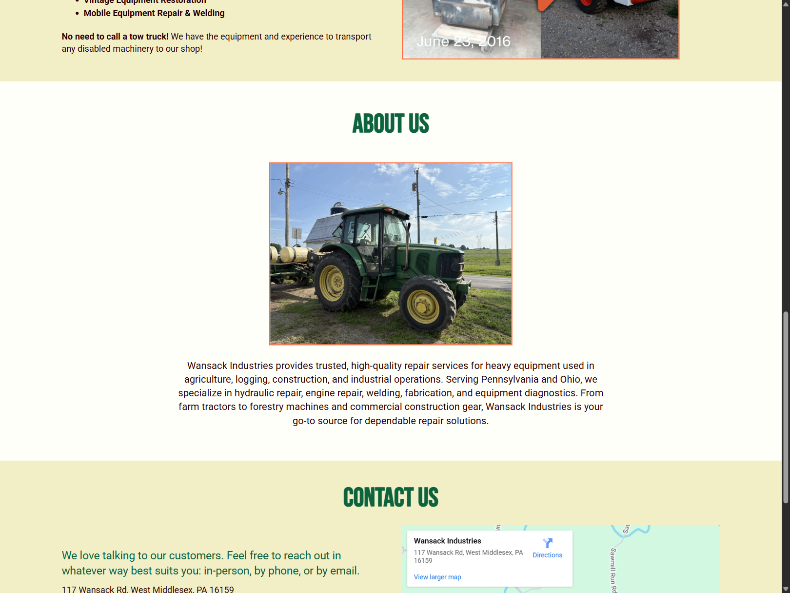 Screenshot of About Us